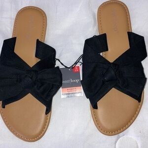 Black bow slide sandals, shoes size 5 1/2